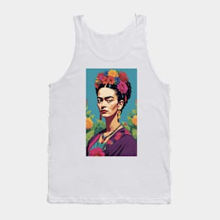 Frida's Vivid Vision: Colorful Portrait Tank Top